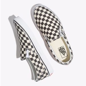 Vans Bayan Kaykay Ayakkabısı Blur Check Slip-On Siyah/Beyaz | 17187-893